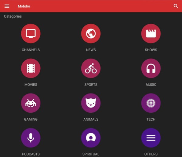 mobdro mod apk tv channels and categories