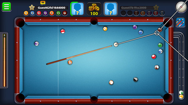 8 Ball Pool Mod apk Extended Guidelines long lines, menu