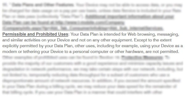 T-Mobile WiFi Tether Router Hotspot Terms and Conditions