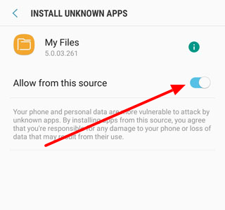 allow unknown sources spotify apk installation