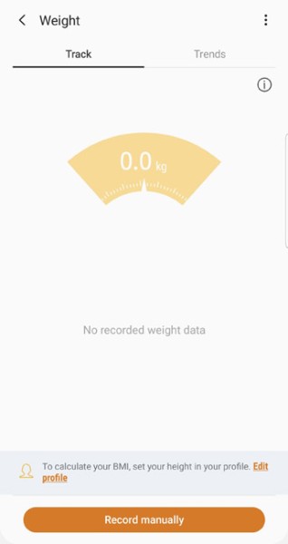 samsung health personal weight record and tracker