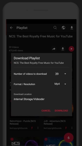 videoder youtube playlist downloader