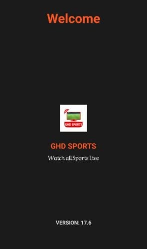 GHD Sports launch screen