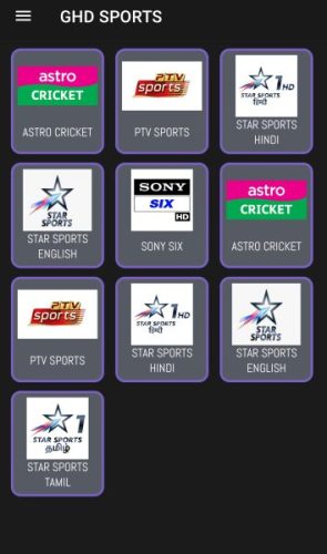 GHD Sports Live TV Channels