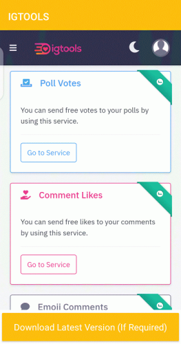 IGTools service options for poll votes and comments likes 