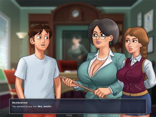 Summertime Saga for Android, having conversation with the principal Mrs. Smith