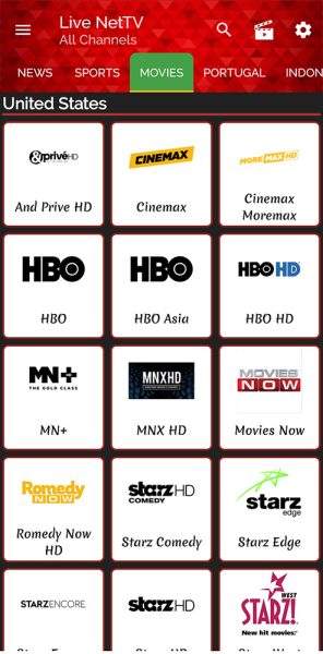 Live NetTV Movies channels