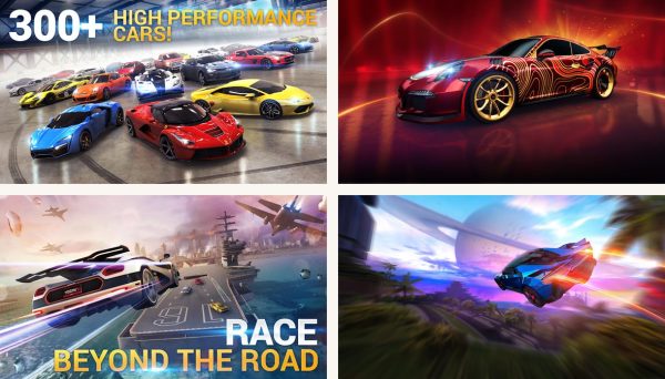 Asphalt 8 Android screenshots showing the main interface