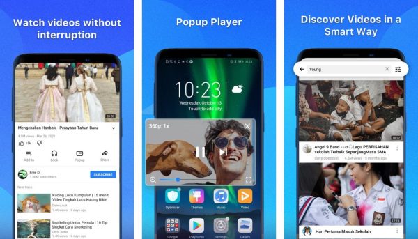 GoTube screenshots showing ad-free playback and background mode