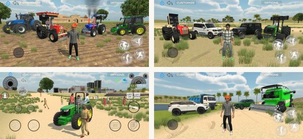 Indian Vehicles Simulator 3D Android screenshots showing the main interface