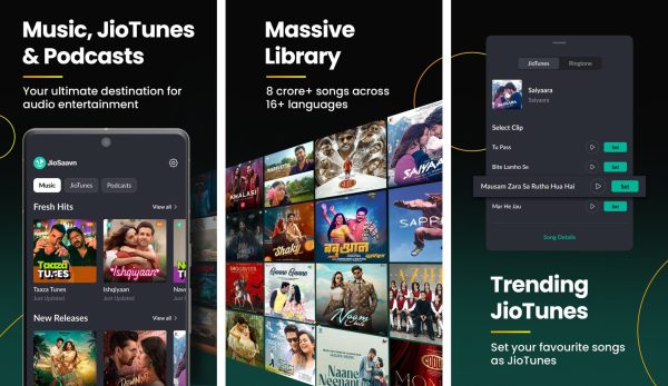 JioSaavn Pro mod APK interface screenshots