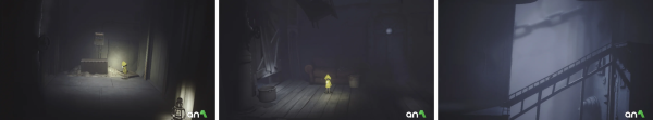 Little Nightmares mobile gameplay screenshots showing Six exploring The Maw