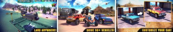 Off The Road gameplay screenshots showing open-world driving and 4x4 trucks