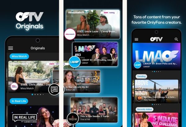 OnlyFans Android screenshots showing the main interface