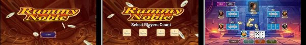 Rummy Noble lobby and rummy table screens