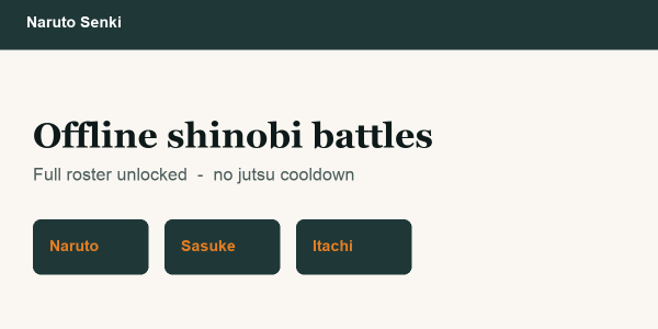 Naruto Senki mod gameplay showing shinobi battles and unlocked characters