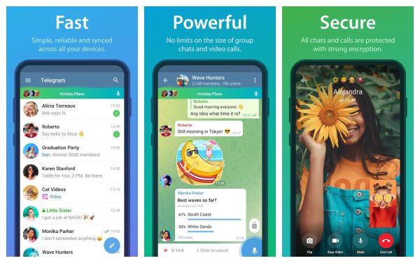 Telegram chats, channels and group video calls