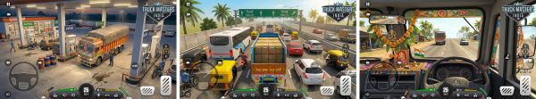 Truck Masters India gameplay screenshots showing Indian highway driving