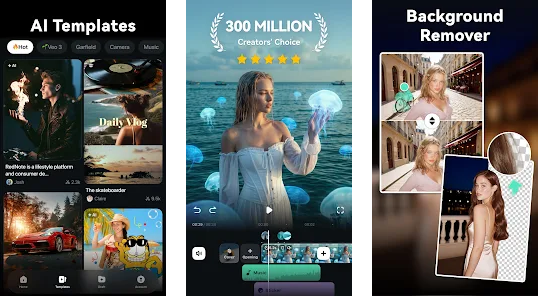FilmoraGo editing interface screenshots
