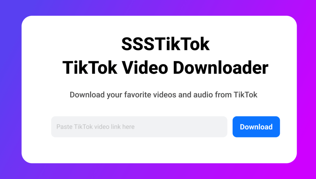 SSSTikTok paste field on the TikTok Video Downloader panel