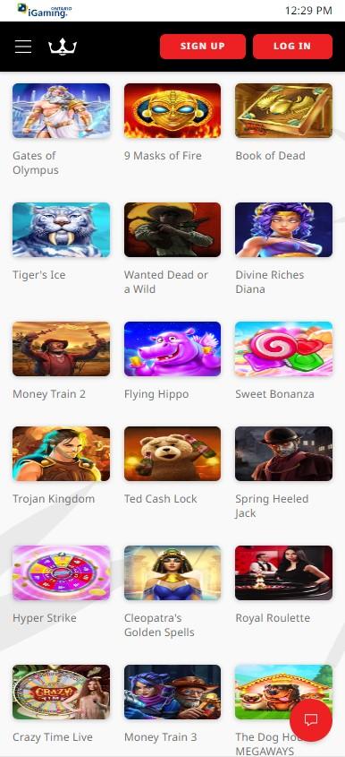 A screenshot of Royal Panda Casino App for Android 