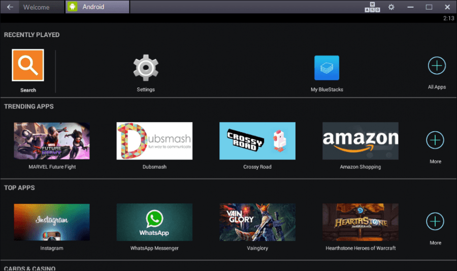 BlueStacks - Homescreen - Android Apps On PC