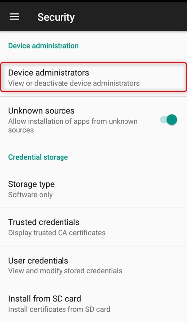 go to Android Device administrators