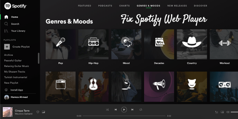 spotify web player not working