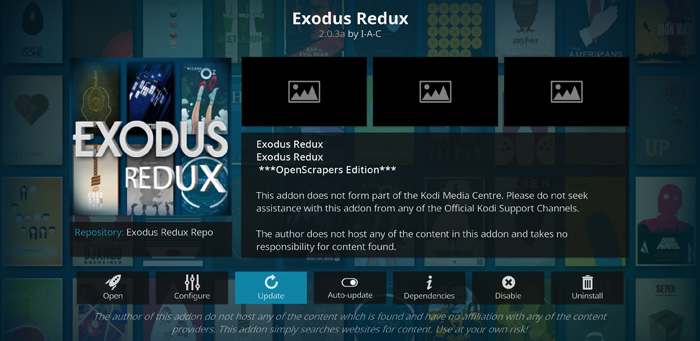 Exodus Redux Kodi addon