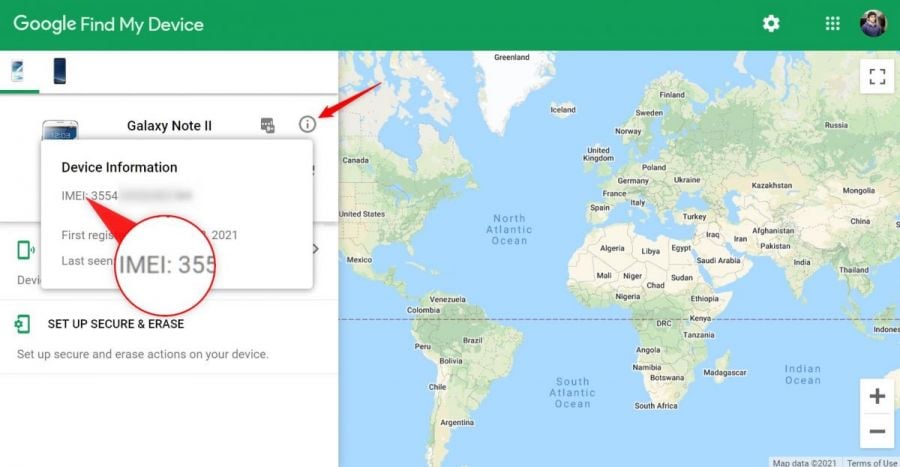 google find my device imei