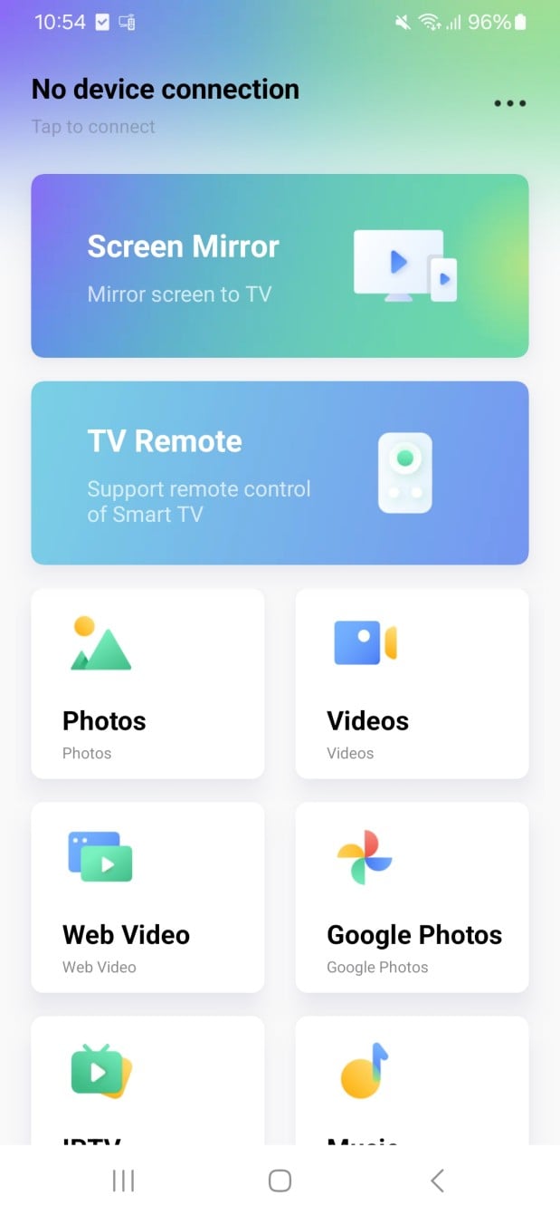 TV Cast app interface