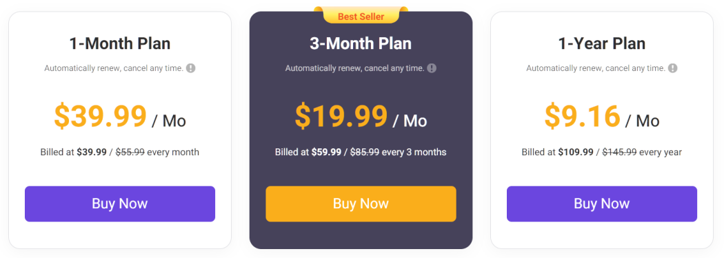 MoniMaster plans and pricing