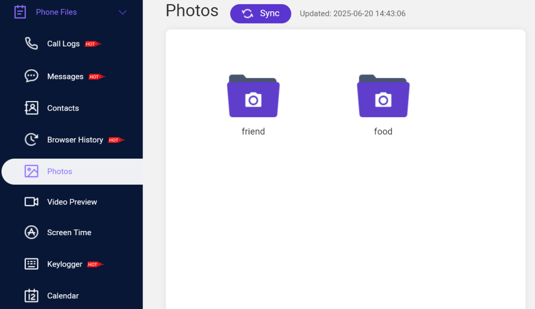 get access to the files and photos stored within the phone