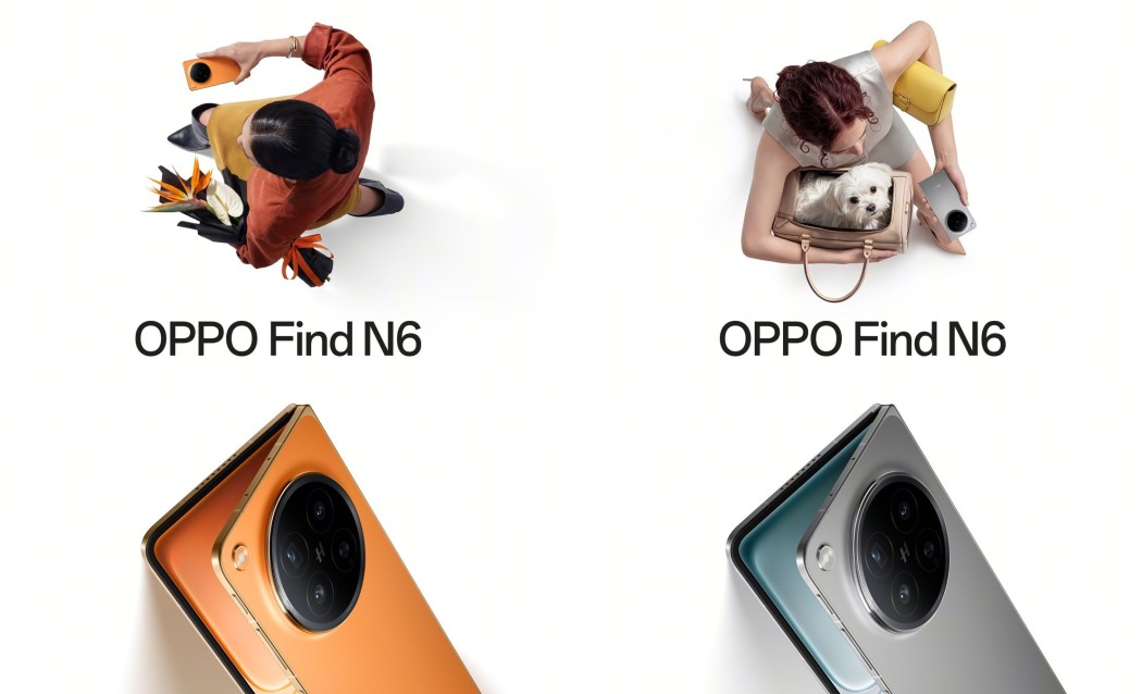 OPPO Find N6 Foldable Orange color Stellar Titanium color