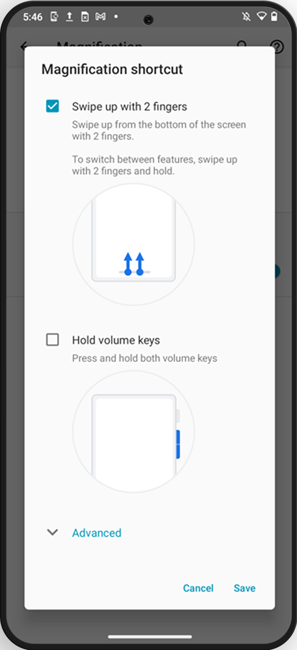 Accessibility shortcut for screen magnification screenshot