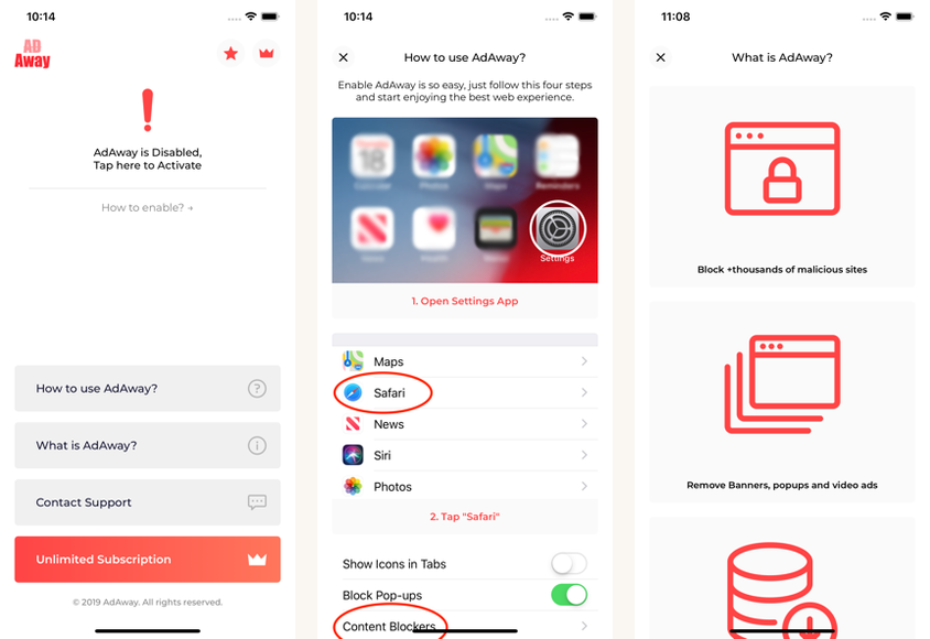 AdAway screenshots on Android