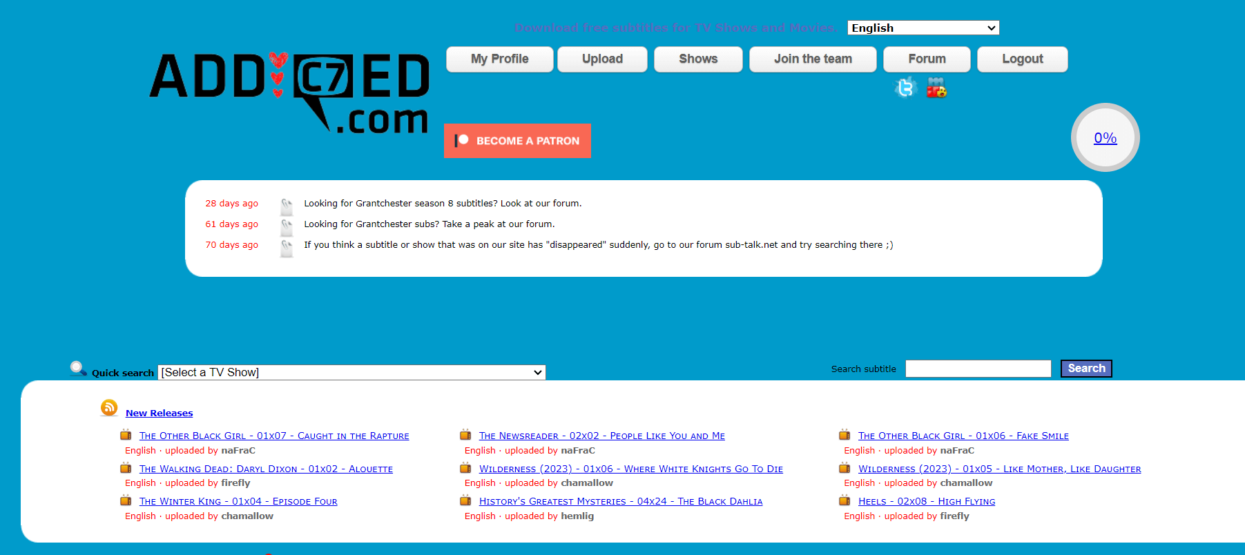 Addic7ed screenshot