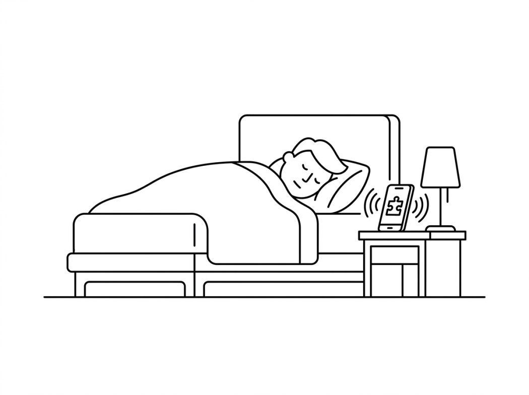 Black and white line illustration representing why a heavy sleeper needs a different alarm.