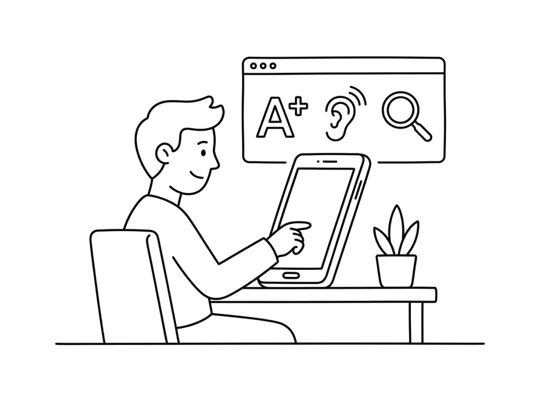 Black and white line illustration representing accessibility upgrades.