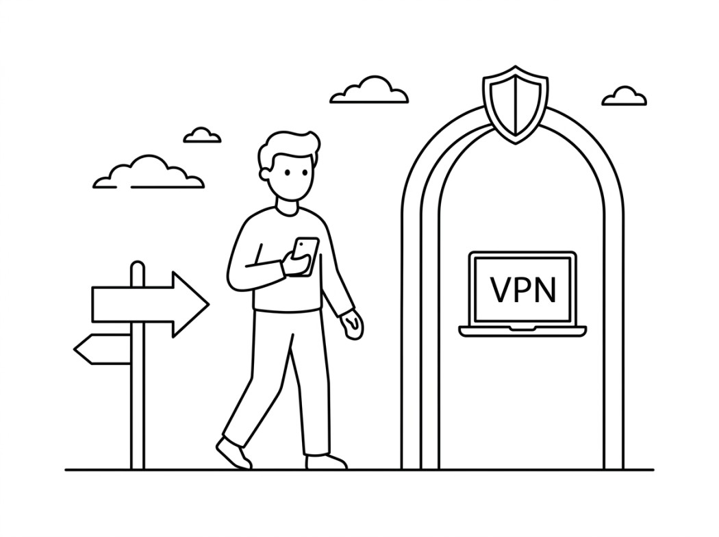 Black and white line illustration representing where most former users should go.