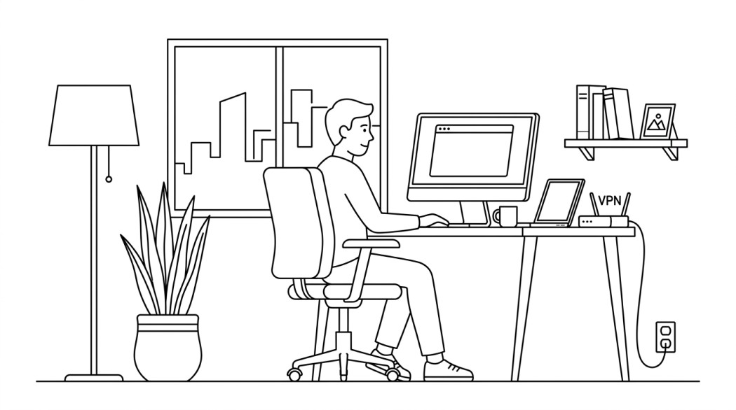 Black and white line illustration of a closed VPN service and the apps that replaced it.