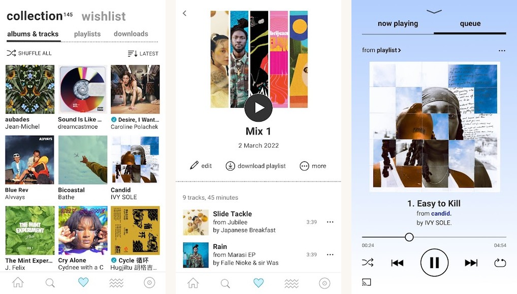 Bandcamp screenshots on Android