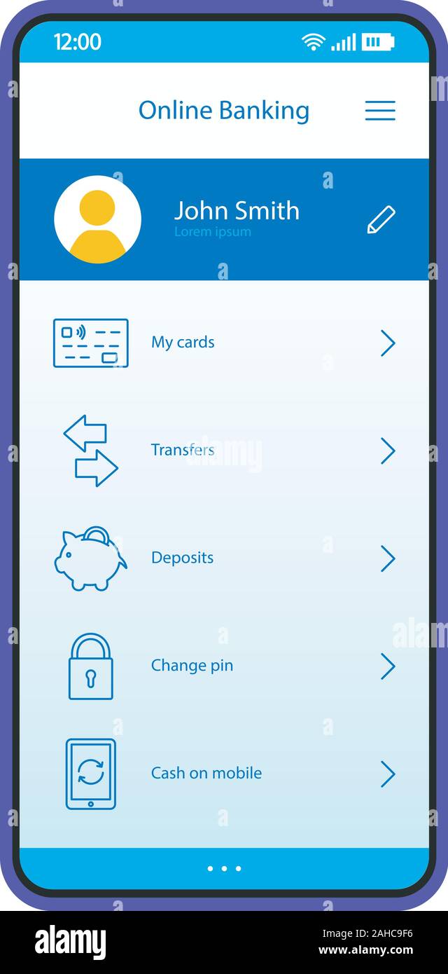 Bank app and digital wallet screenshot