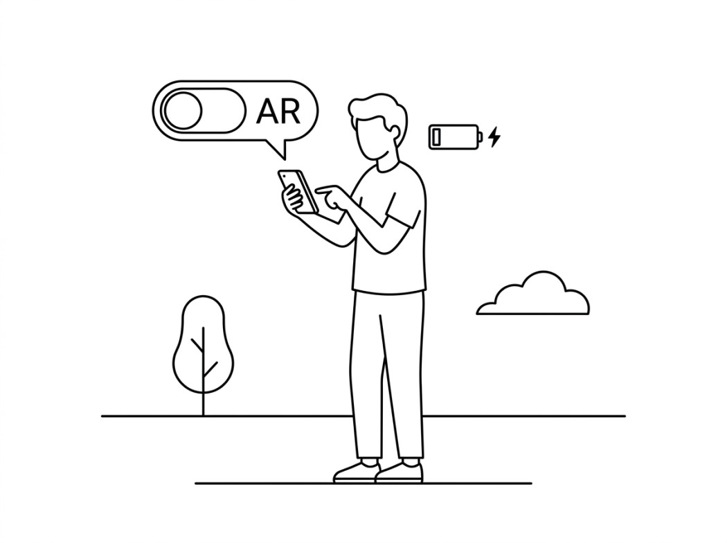 Black and white line illustration representing switch ar mode off.