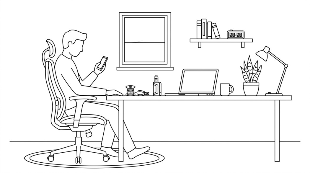 Black-and-white line illustration: a minimal Notion-style scene representing 6 best vape apps on google play in 2026 (tracking + coils).