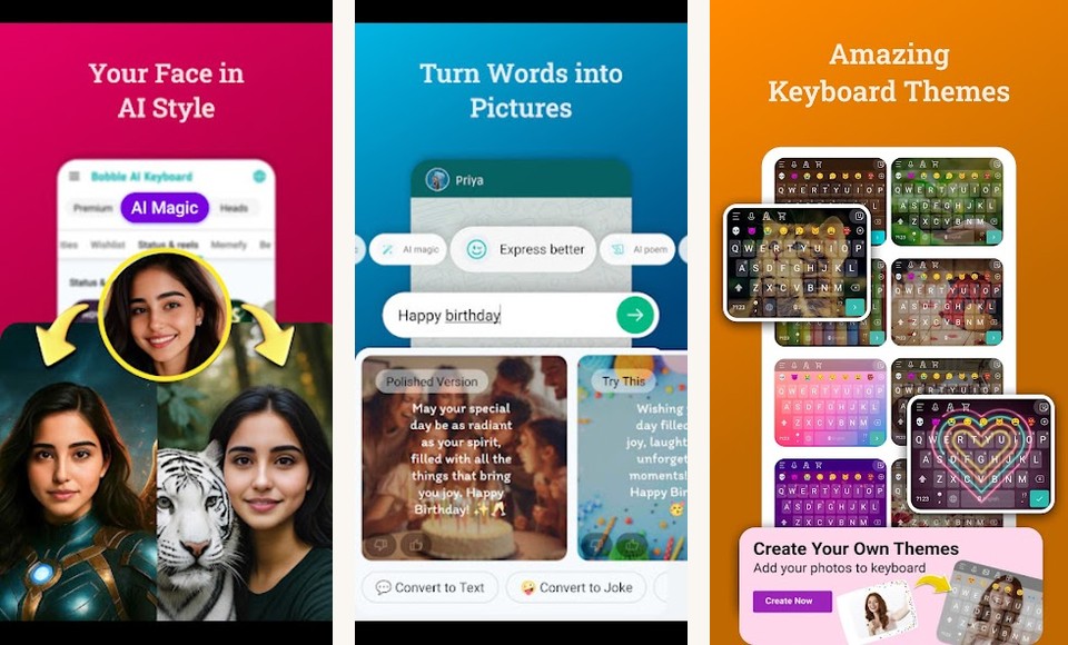 Bobble Keyboard screenshots on Android