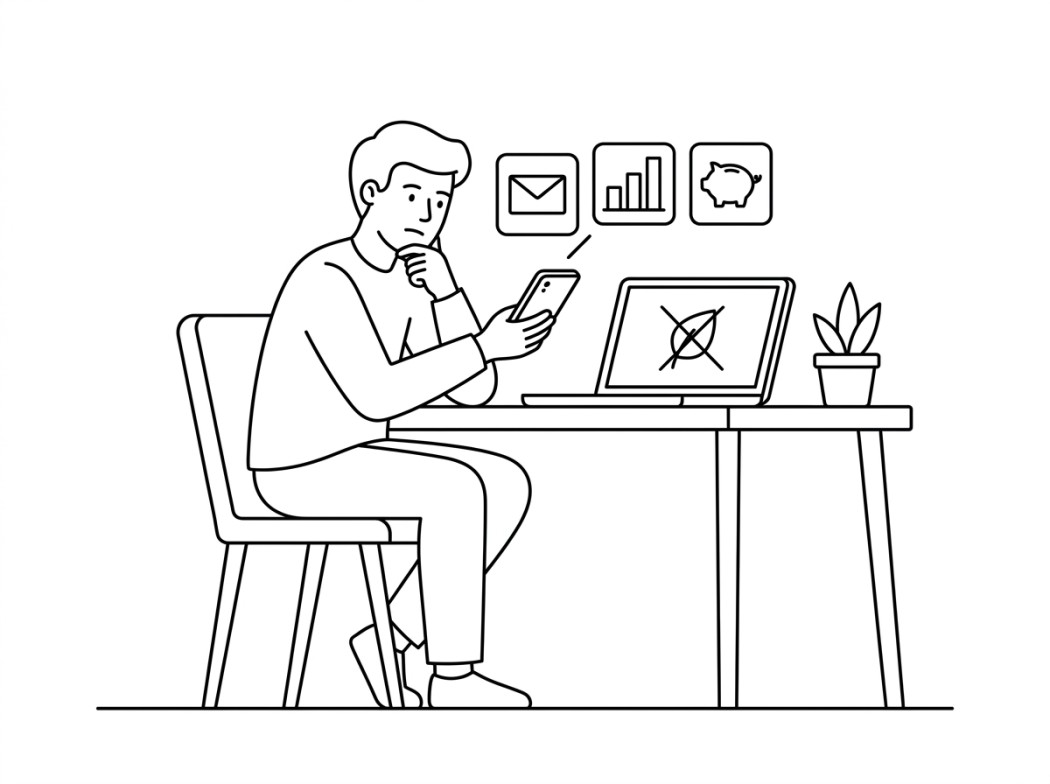 Black and white line illustration representing what changed after mint shut down.