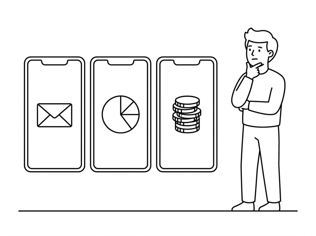 Black and white line illustration representing how to pick the right one.