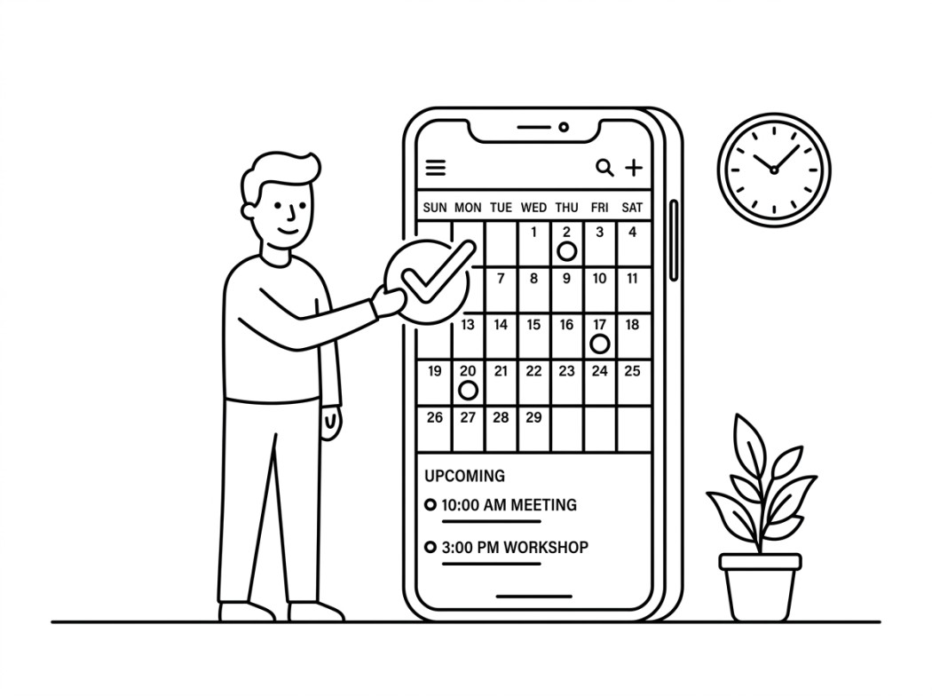 Black and white line illustration representing why the right calendar matters.