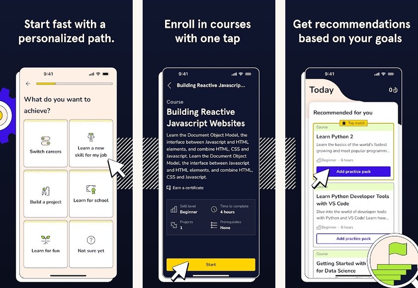 Codecademy screenshots on Android